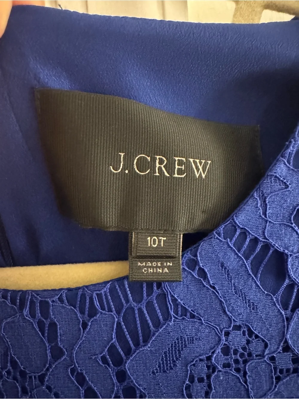 J. CREW Cobalt Blue Dress with Lace Overlay